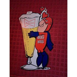 BUD MAN Budweiser Beer Peace Sign Sticker Decal Cape 1970's